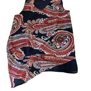 Elegant Paisley Print Asymmetrical Blouse